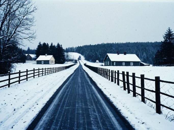 Scenic Country Winter Road Wallpaper