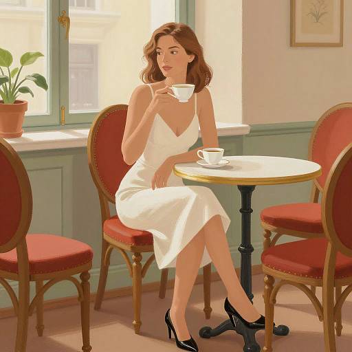 Impressionistic Woman at a Cozy Table