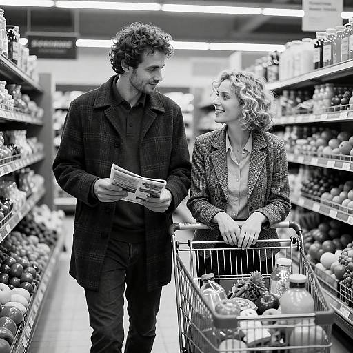 Charming Grocery Store Encounter in B&W