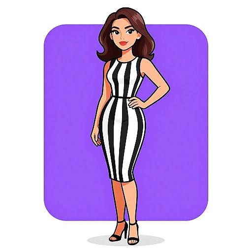 Chic Woman in Striped Sheath Dress