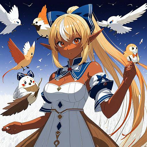 Illustration of Elfriend (shiranui flare), hololive in the style of Uccow