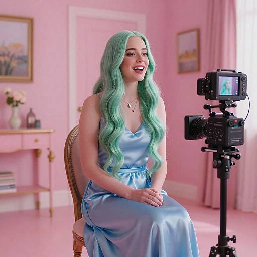 Interstellar Woman in Pastel Room