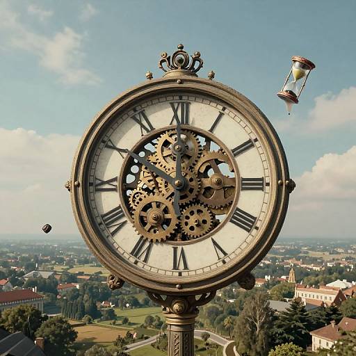 Surreal Infinite Clockscape from Above
