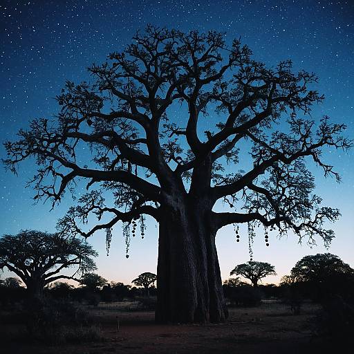 Ancient Baobab Tree Under Twilight Sky