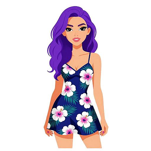 Tropical Print Fit-and-Flare Dress