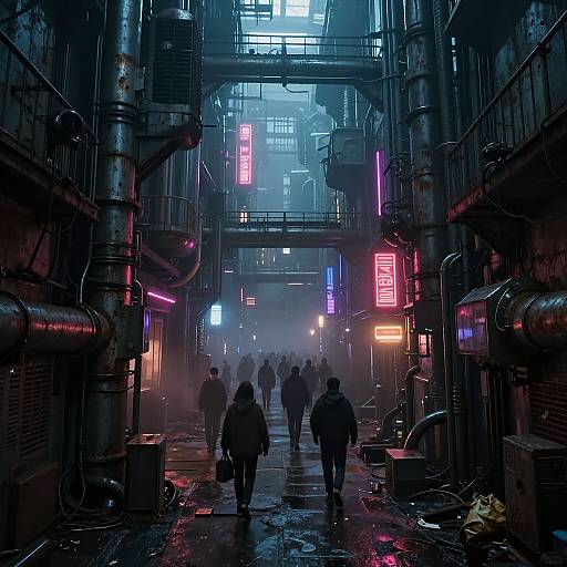Dystopian Neon Cyberpunk Underground City