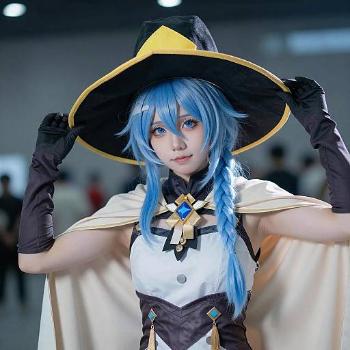 Blue-Haired Anime Cosplayer Portrait