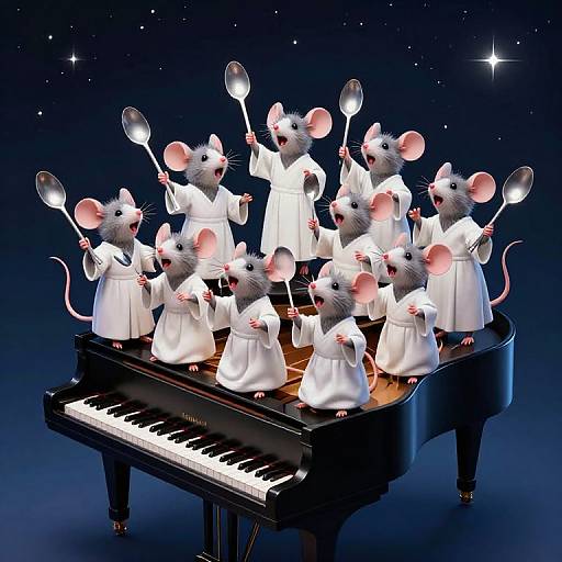 Whimsical Mice Opera on Piano