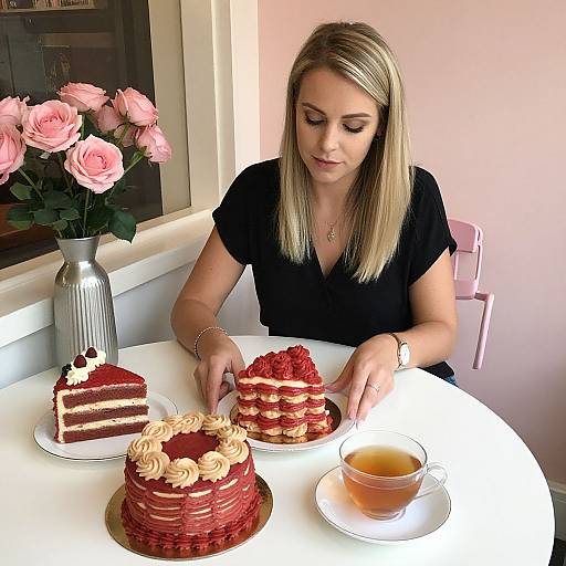 Elegant Blonde Woman at Sweet Boutique