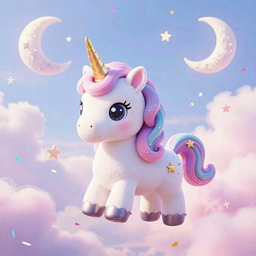 Kawaii Pastel Unicorn with Candy Stars