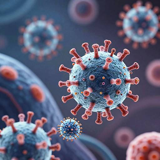 Colorful Herpes Virus Microscopic View