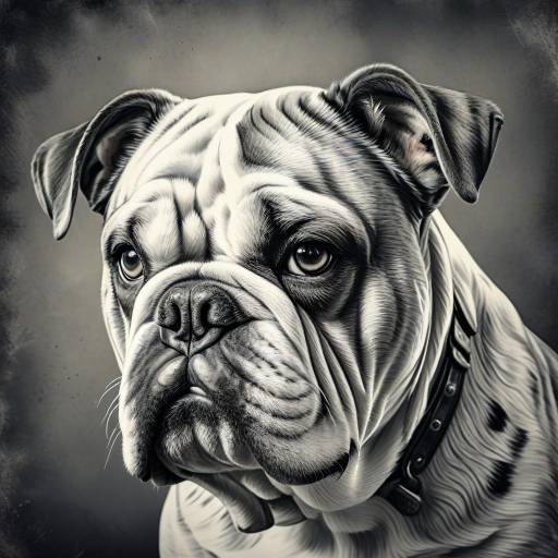 Vintage Bulldog Portrait in Monochrome