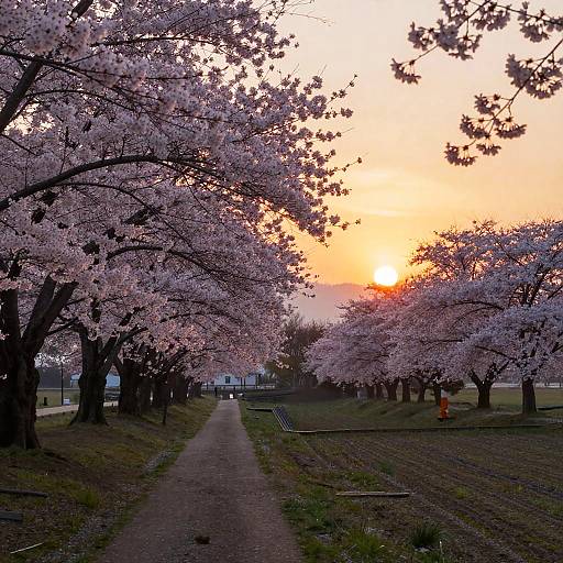 Cherry Blossom Sunrise Path