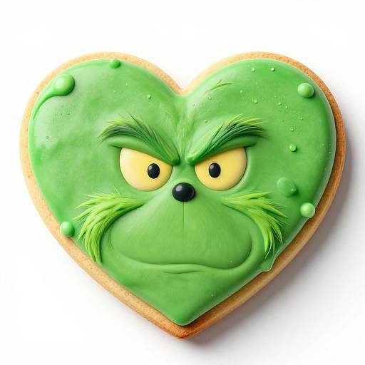 Whimsical Grinch Heart Cookie Art