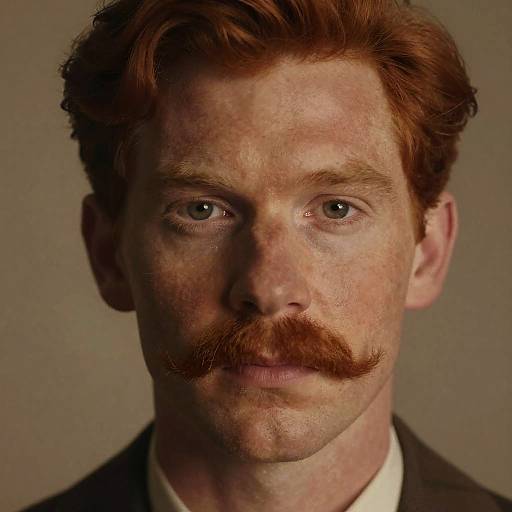 Vintage Redhead Mustache Portrait