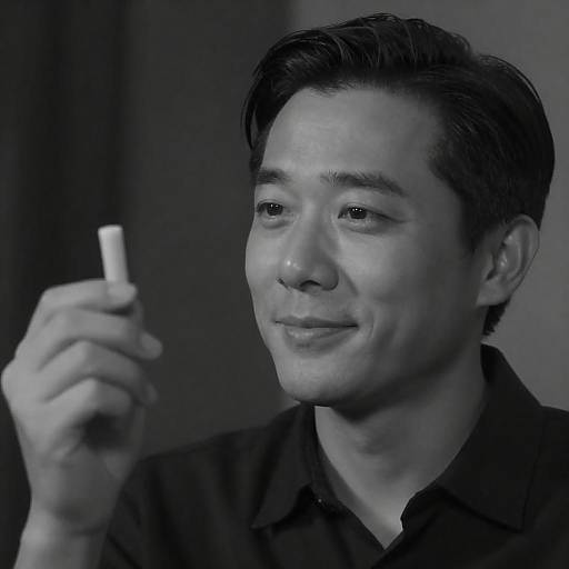 Black-and-White Portrait: Man Holding Cylinder