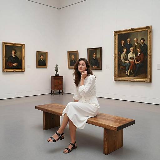 Elegant Woman in Art Gallery Setting