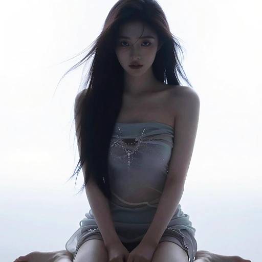 Ethereal Woman in Strapless Top