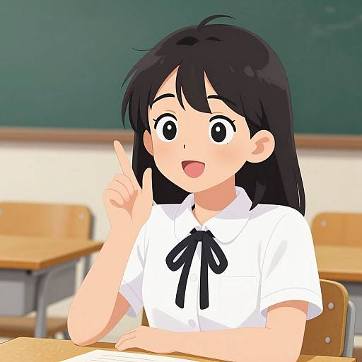 Engaged Student in Classroom Illustration