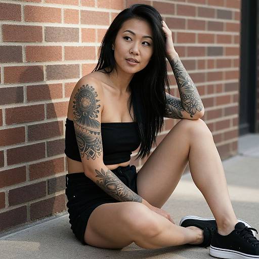 Edgy Asian Woman with Tattoos