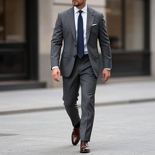 Businessman in Tailored Grey Suit