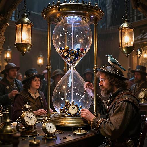 Antique Clockmaker and Celestial Hourglass Bazaar