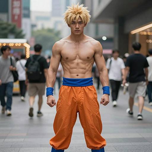 Muscular Blonde Man in Urban Setting