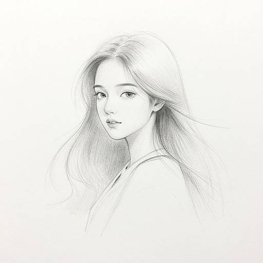 Monochrome Sketch of Graceful Woman