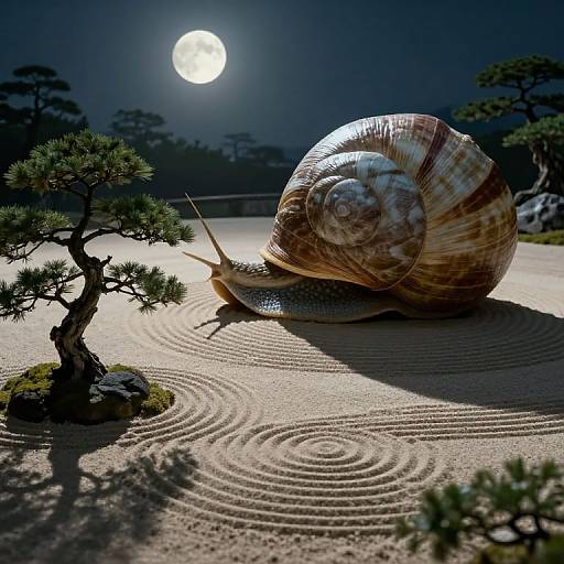 Surreal Zen Garden in Snail Shell