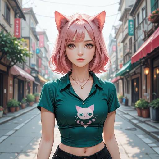 Charming Girl with Animal Ears Outdoors