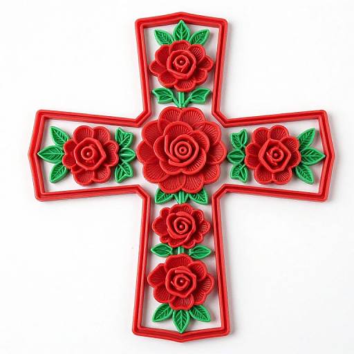 Intricate Rose Cross Plastic Canvas