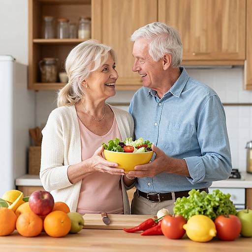 Cheerful Senior Couple in Cozy Kitchen