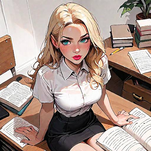 Blonde Girl in Office Setting