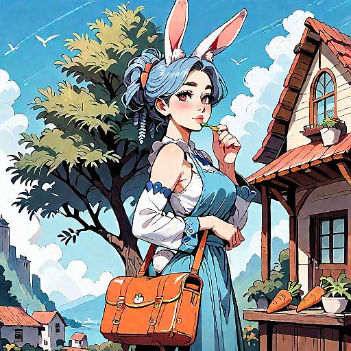 Mature Anime Girl with Rabbit Ears