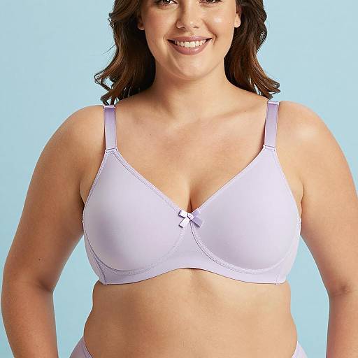 Plus-Sized Woman in Light Purple Bra