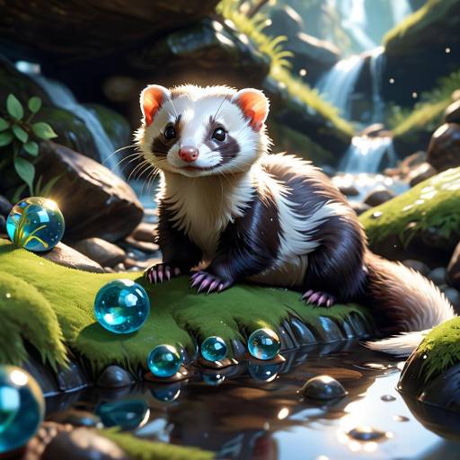 Cleo the Ferret by the Bubbling Brook Cleo the Ferret by the Bubbling Brook