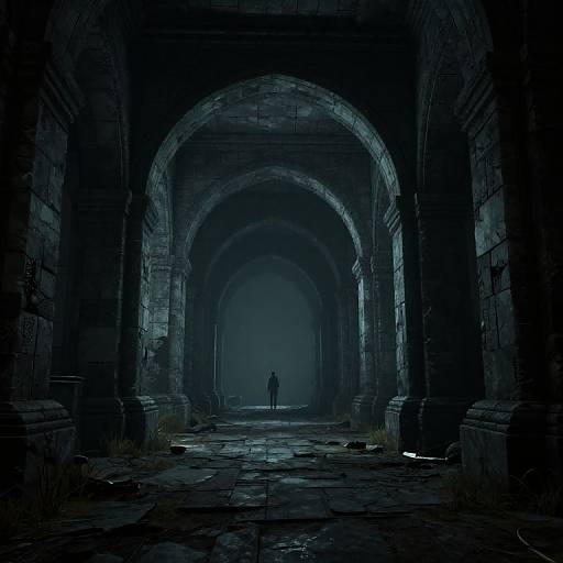 Eerie Cyberpunk Ruins Scene