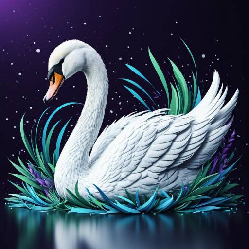 Elegant White Swan Vector Art