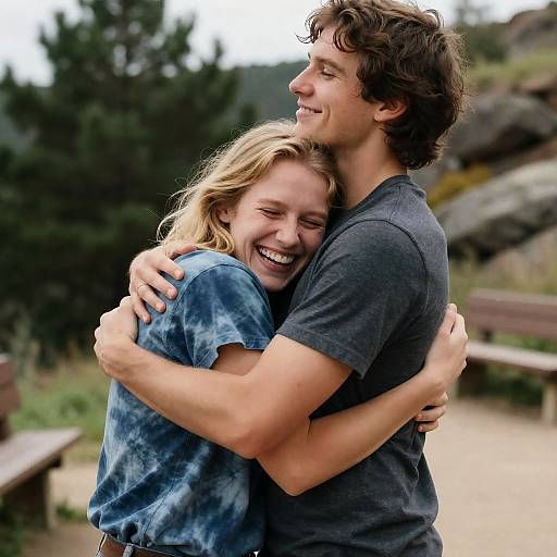 Joyful Outdoor Embrace Among Nature