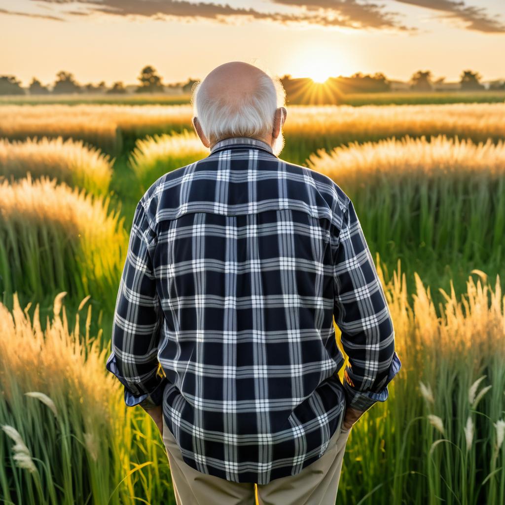 Elderly Man Embracing Future at Sunset