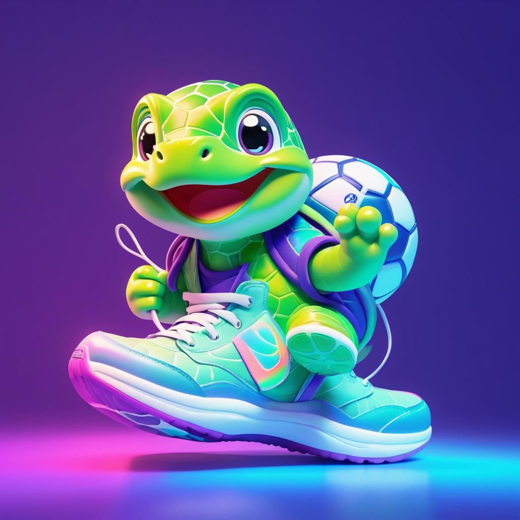 Playful Cartoon Turtle with Sports Shoe