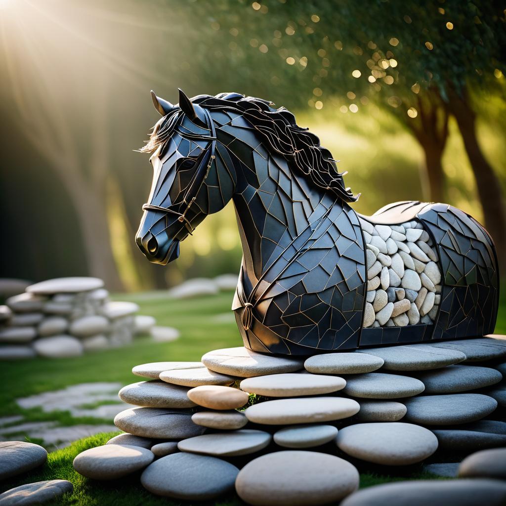 Ethereal Stone Horse in Dreamy Landscape