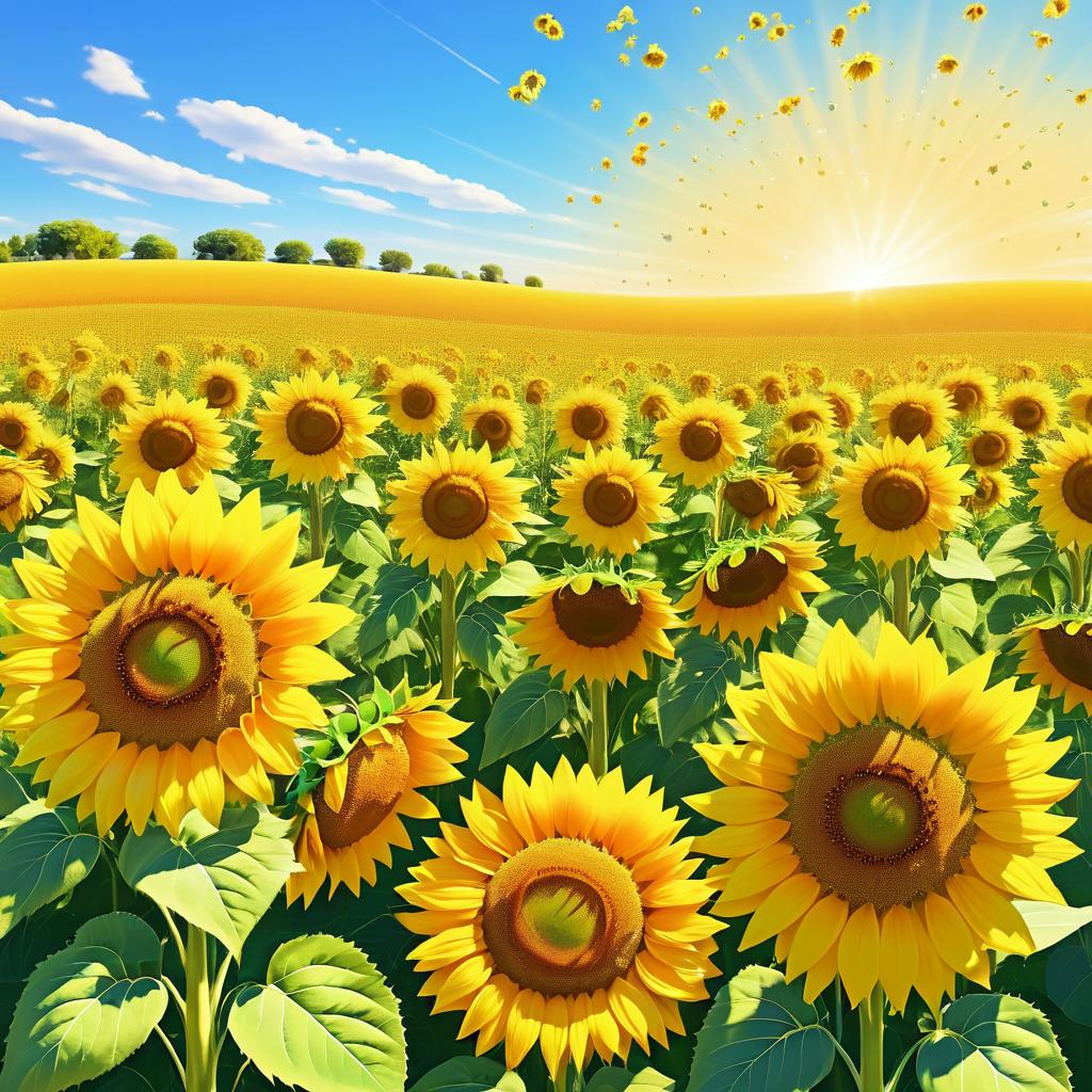 Vibrant Sunflower Field Under Clear Blue Sky