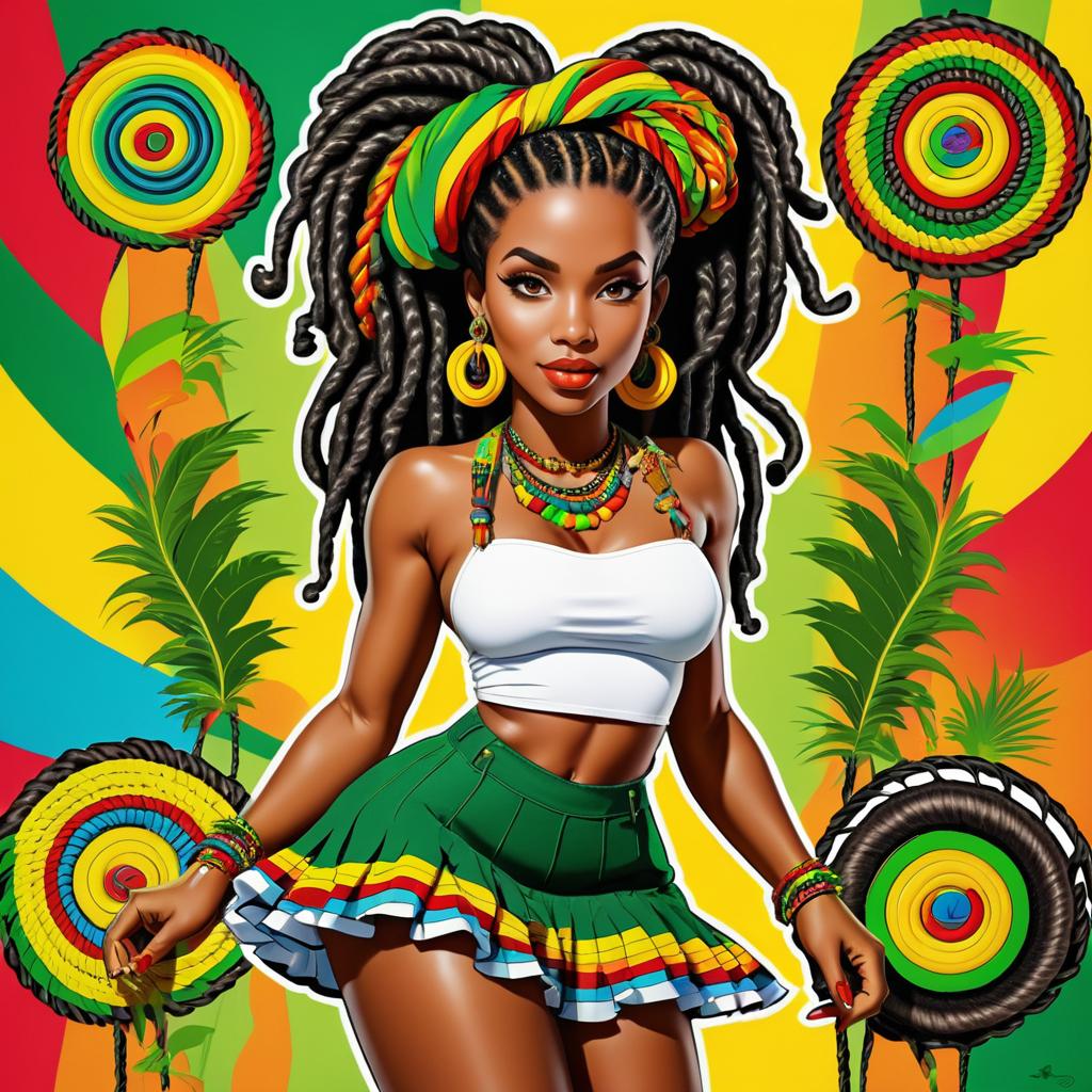 Sassy Rastafarian Cartoon Pin-Up Art