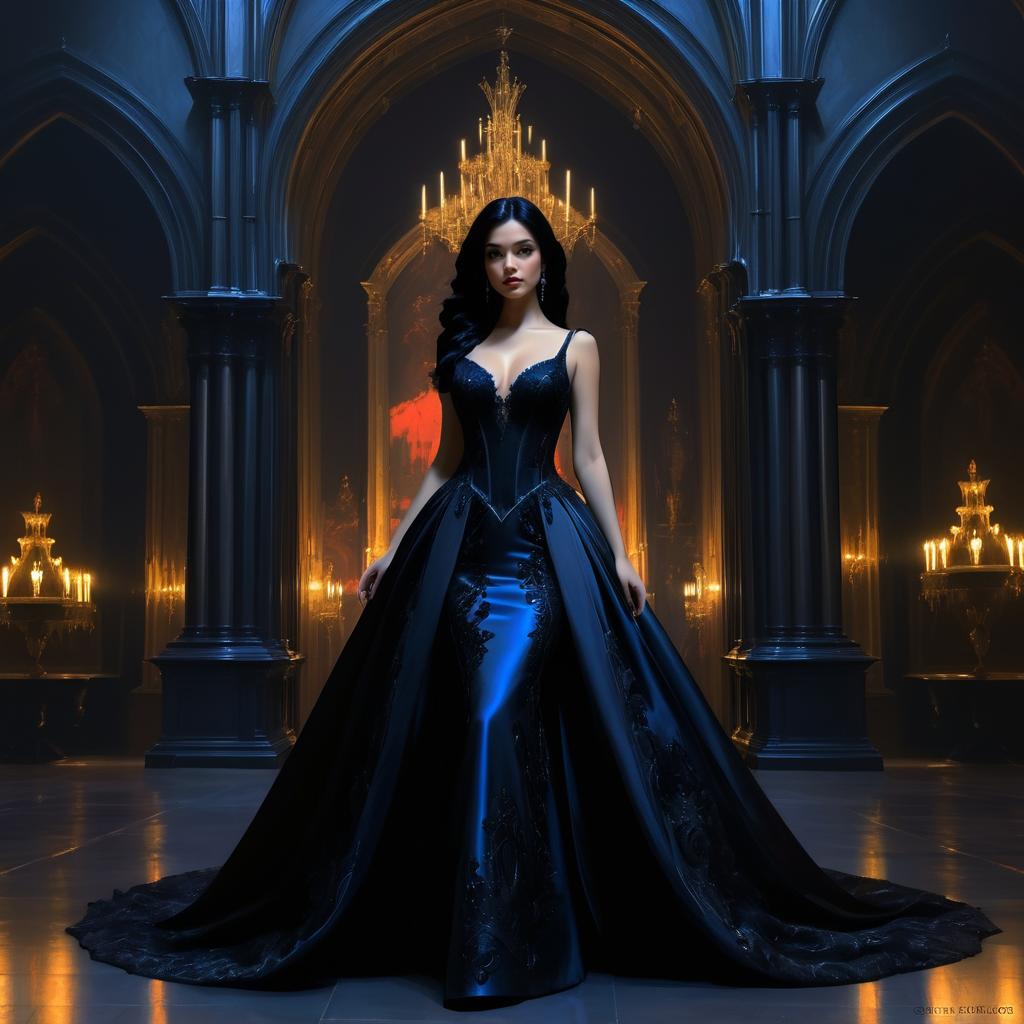 Elegant Vampire Queen in Gothic Castle