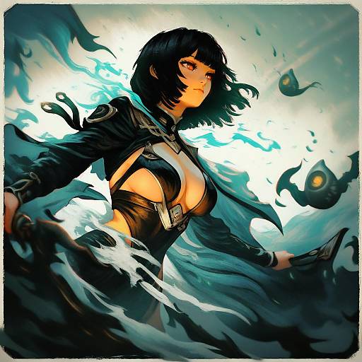 Illustration of Aoyama sumika, original in the style of Anato finnstark