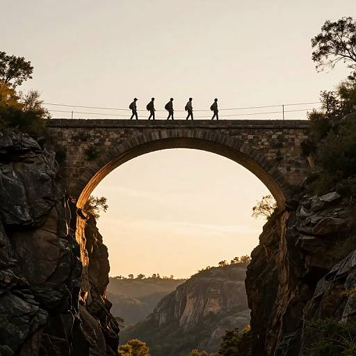 Travelers Crossing Rustic Stone Arch