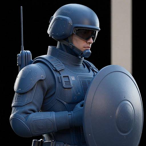 Futuristic Soldier in Blue Tones