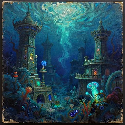 Bioluminescent Ancient Submerged City