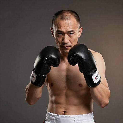 Middle-Aged Boxer in Fighting Stance